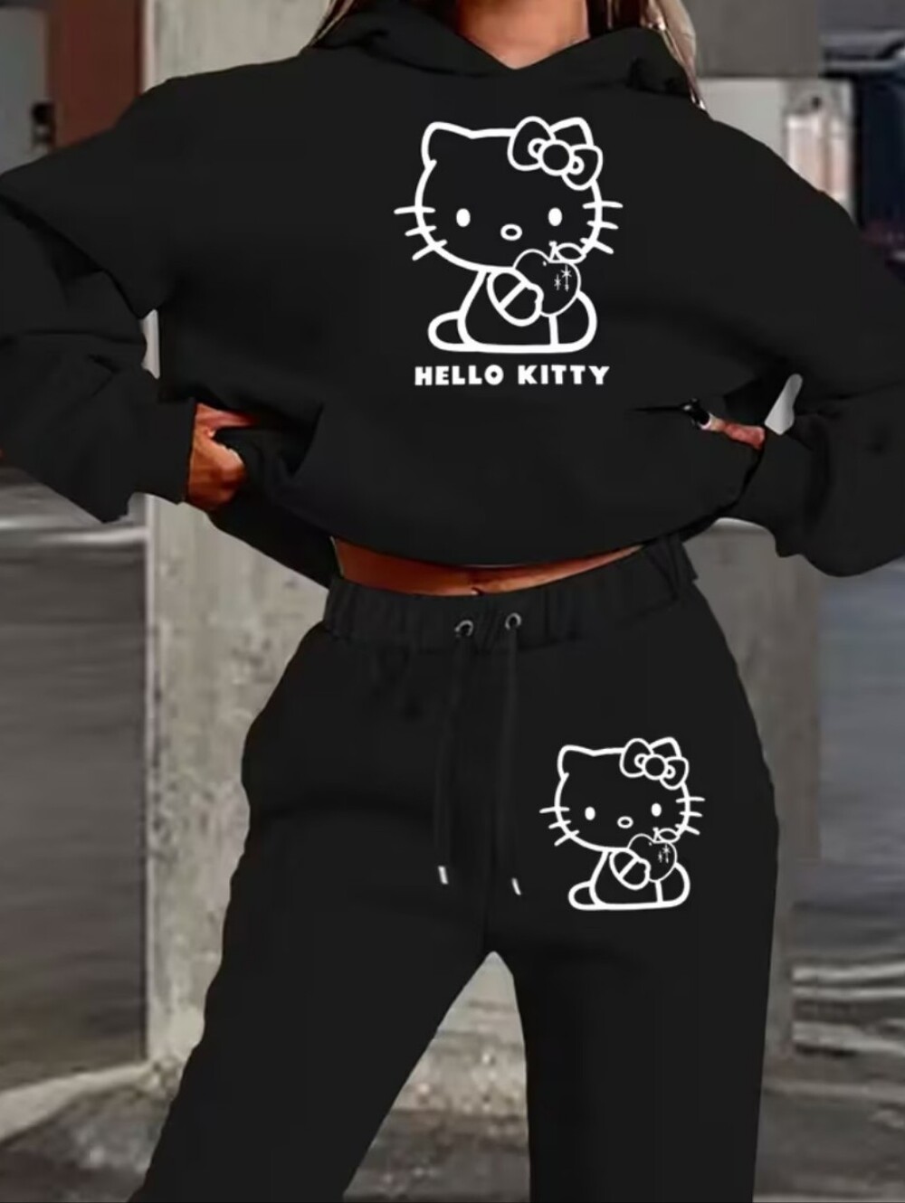 Hello Kitty Black Hoodie And Sweatpants